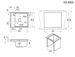 Мойка кухонная Granula Kitchen Space 6004, ЧЁРНЫЙ